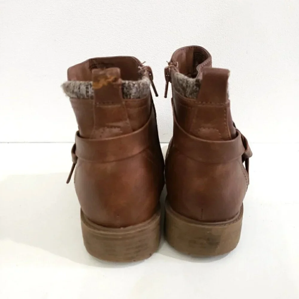 Wonder Nation Brown Sweater Knit Ankle Boots Girls Sz 6